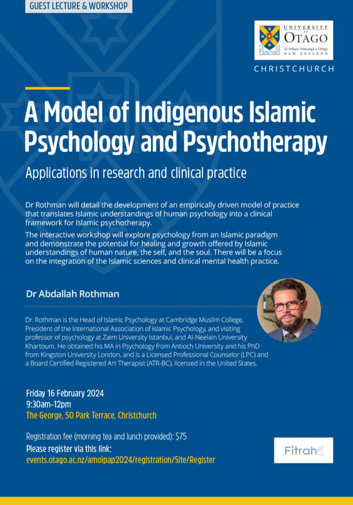 Indigenous Islamic Psychology & Psychotherapy: Christchurch, NZ